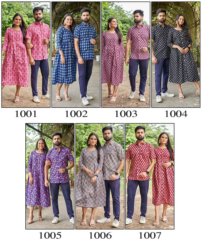 Trendy Couple 2.0 Blue Hills Printed Shirt And Kurti Catalog